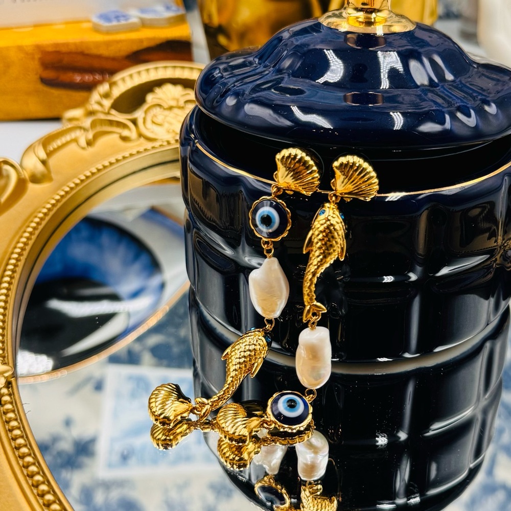 🆕 LELE SADOUGHI 🧿 NWOT La Mer Pearly Liner Earrings - Evil Eye - Picture 9 of 17